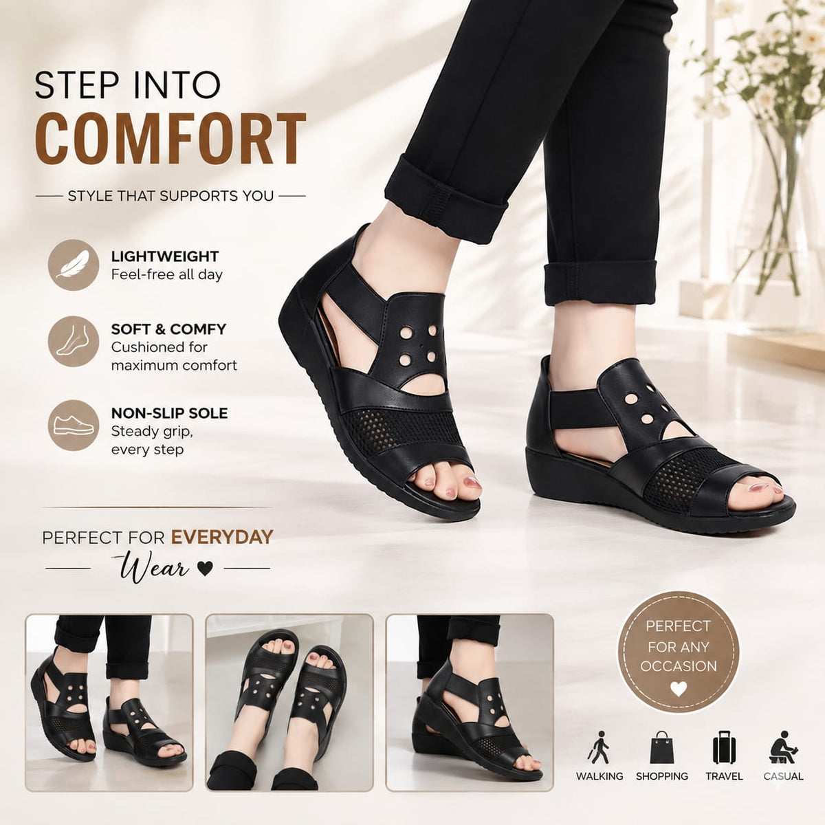 Women's Breathable Comfort Wedge Sandals