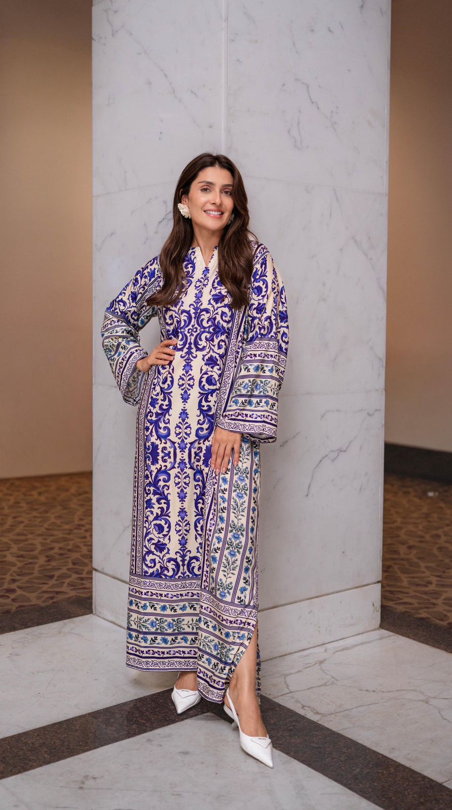 2-Piece Blue & White Printed Lawn Suit