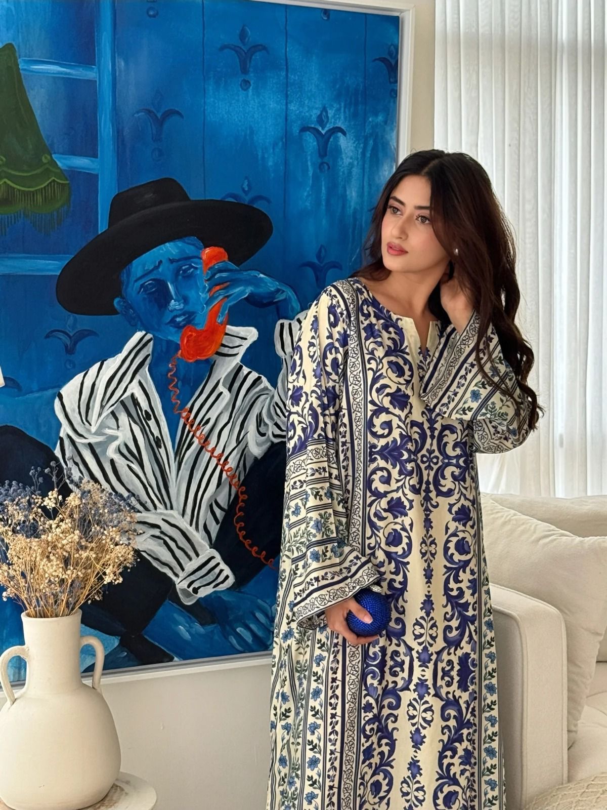 2-Piece Blue & White Printed Lawn Suit