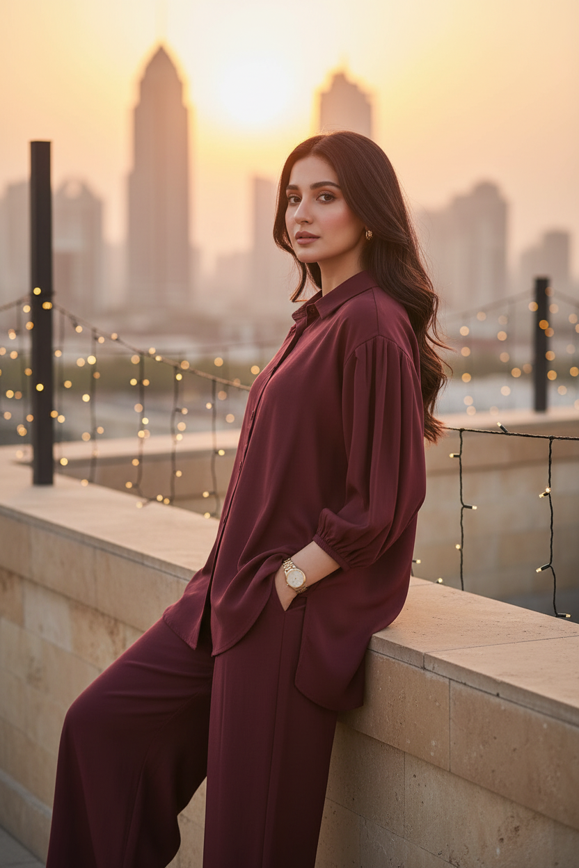 Mint Ruffle Collar Tunic & Trouser Set